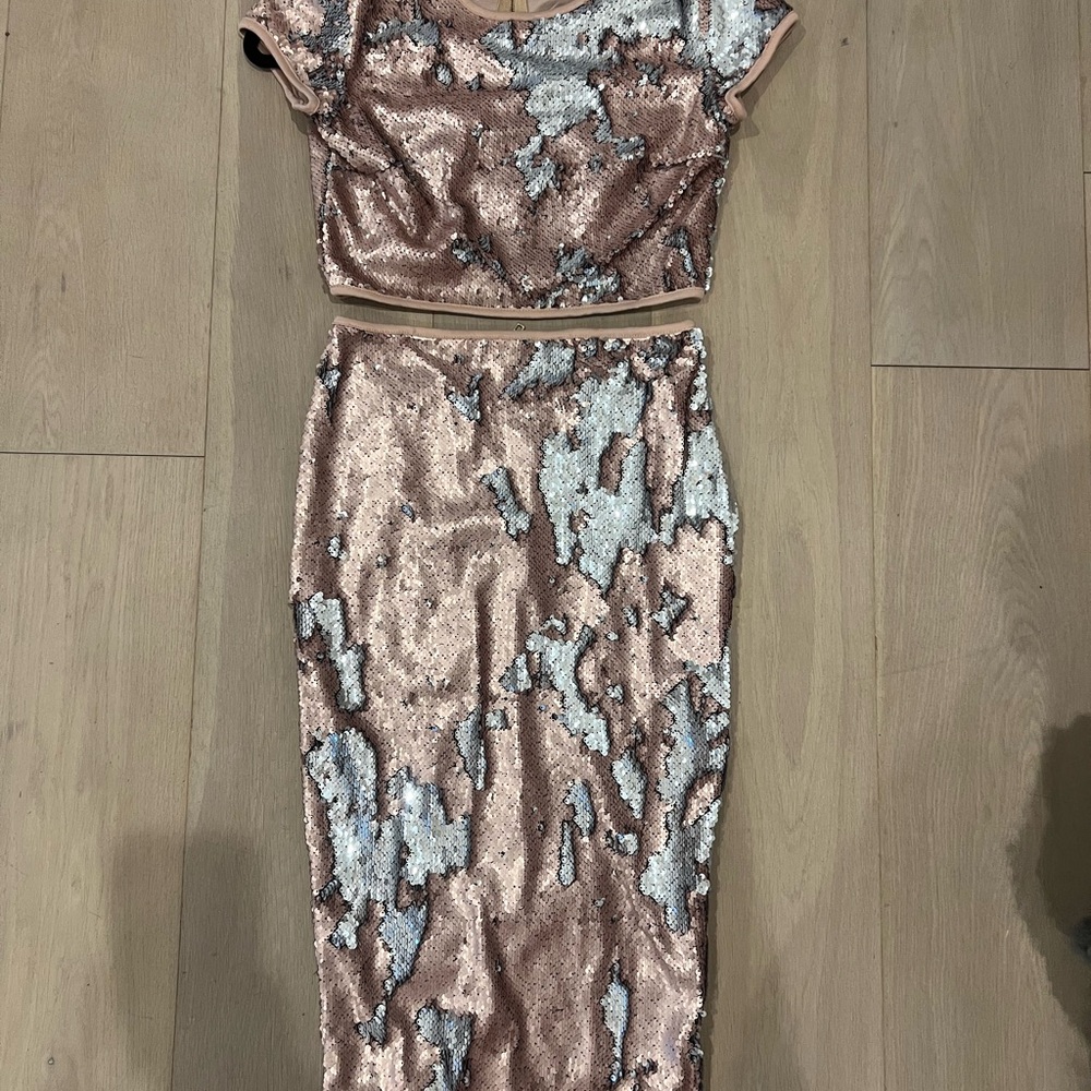 Sequin Two-Piece Dress in Rose Gold and Silver two toned sequins- small